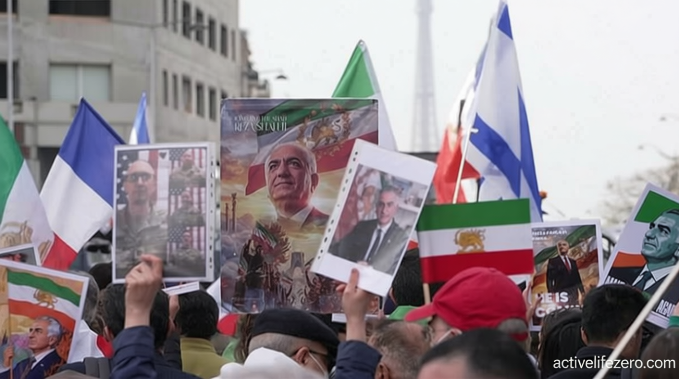 Pro-monarchy and pro-democracy protesters gather across Europe in support of Iran
